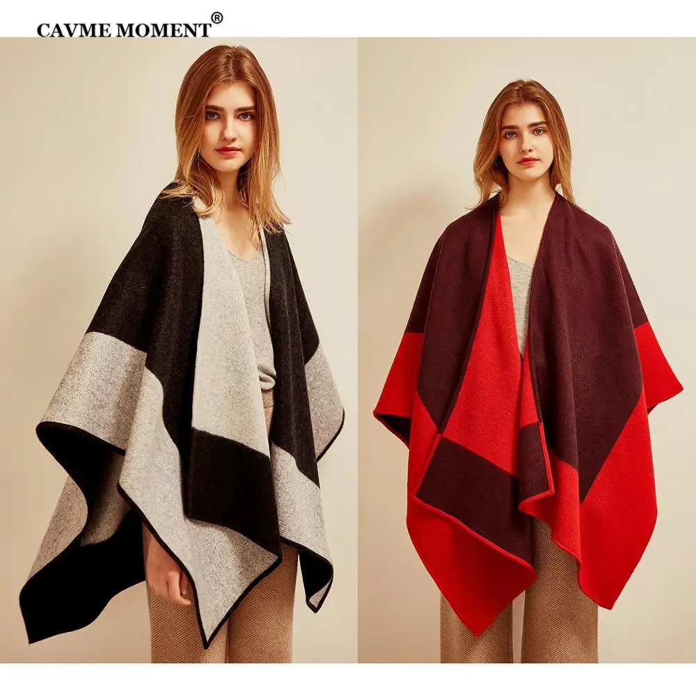 CAVME 100% шерсть пончо для женщин Пашмина шарф Ларг ношение шарфы мягкие шерстяные