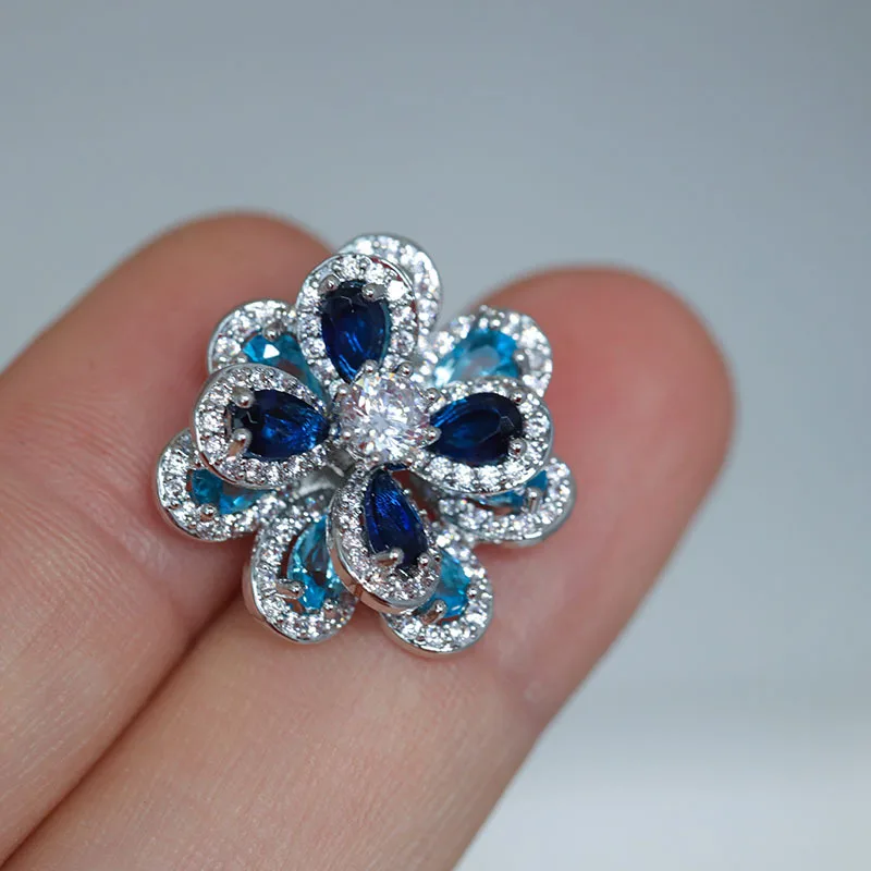 New Fashion Three-dimensional Flower Stud Earrings For Women 2022 hot Shining Crystal Zirconia Stud Earring Brand Jewellery