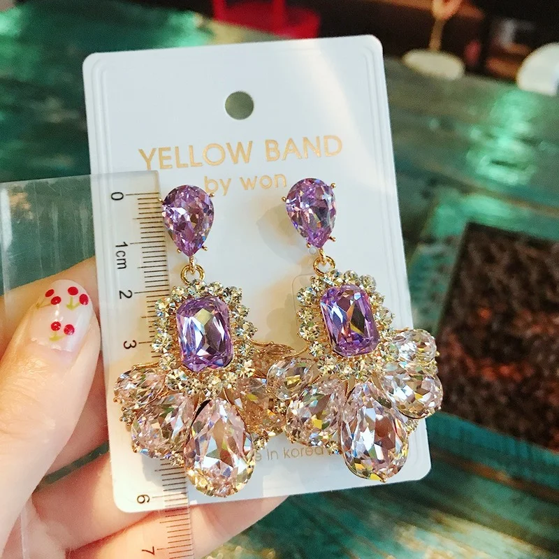 

Luxurious Purple Gem Drops Crystal Earrings Fancy 2021