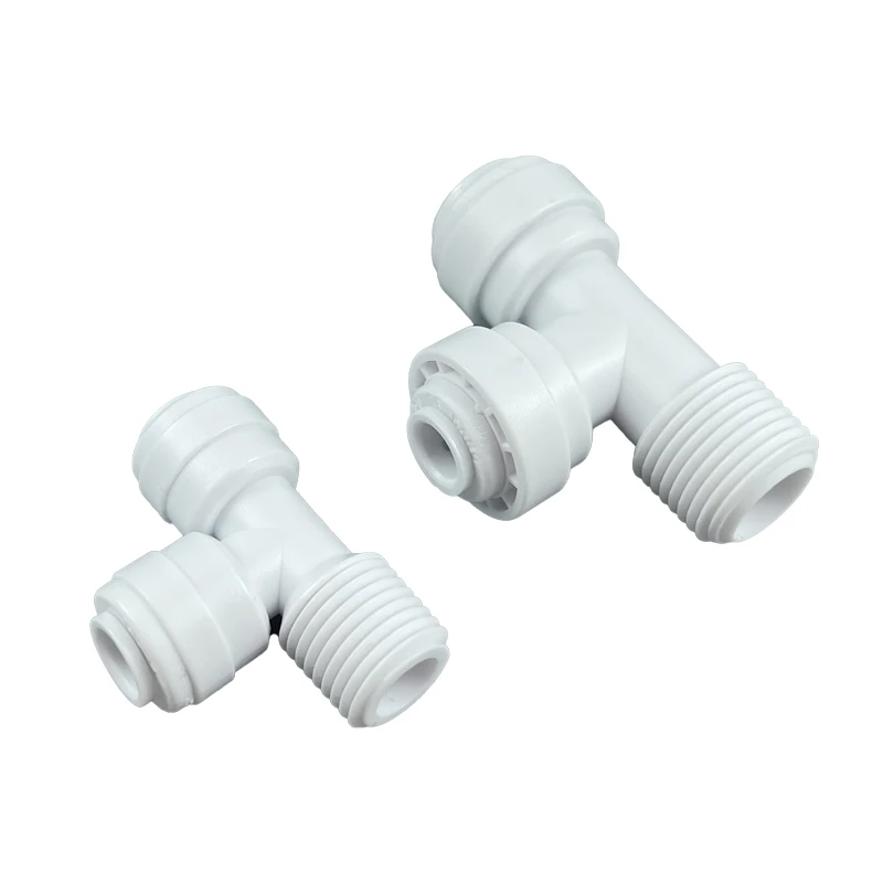 

50 Pcs Reverse Osmosis Quick Fitting T Shape MaleTee 1/4 3/8 Hose 1/4 3/8 Male Thread RO Water Coupling Connector