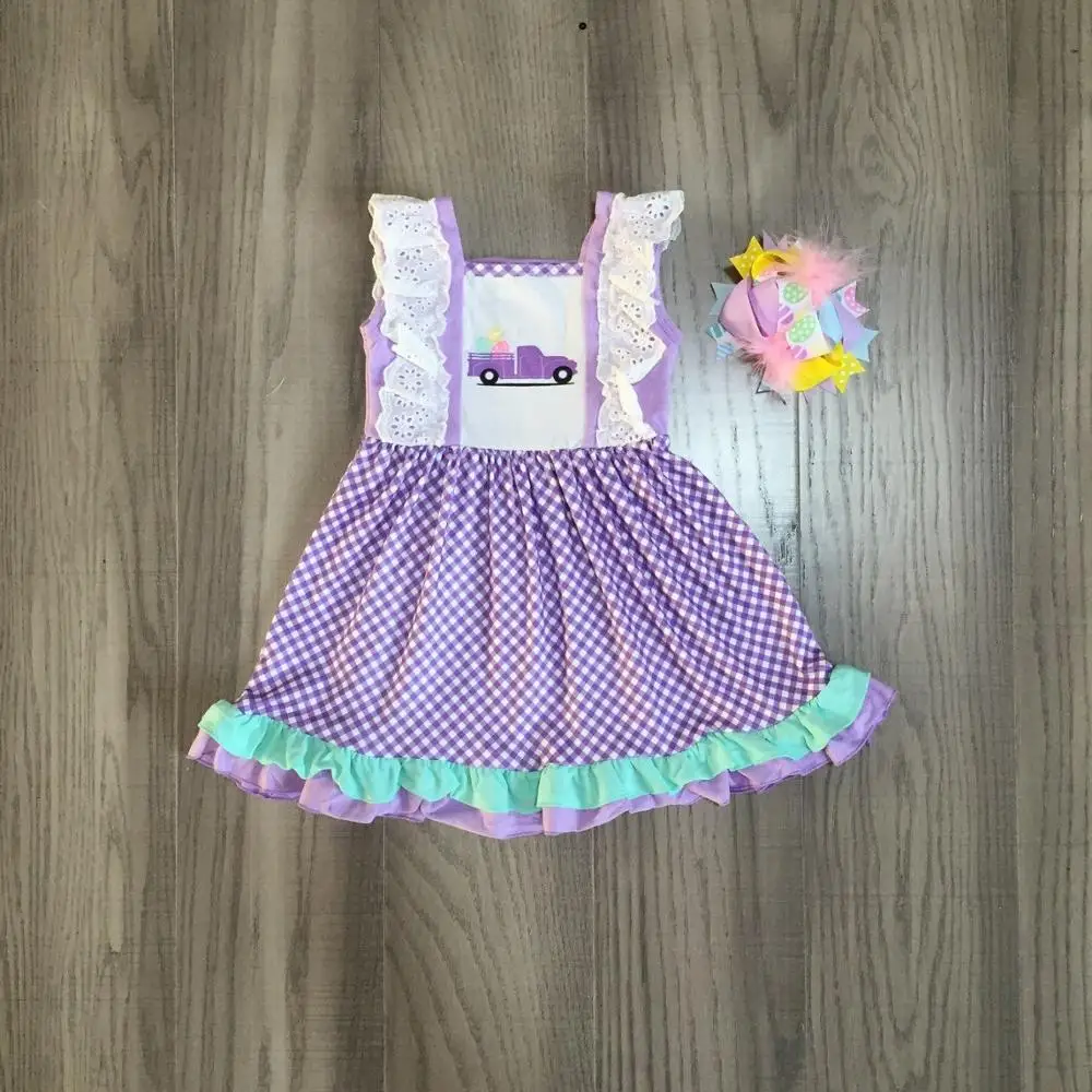 baby girls Easter dress spring sleeveless with cross print lace truck bow | Детская одежда и обувь