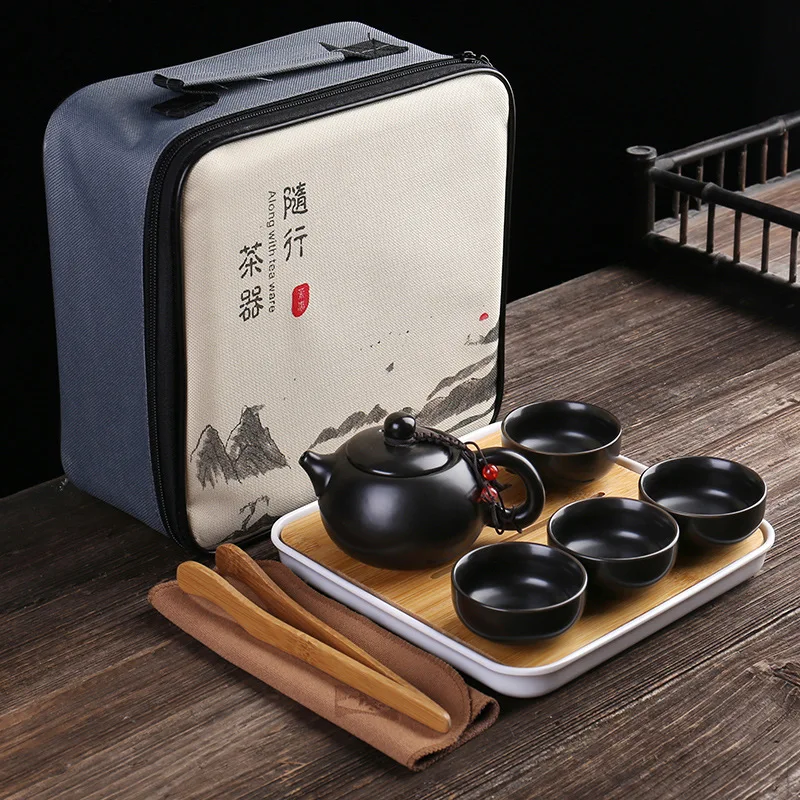 

Portable Tea Set Include 1 Teapot 4 Teacups Beautiful And Easy Teapot kettle Chinese Travel Ceramic Portable Kung Fu Teaware