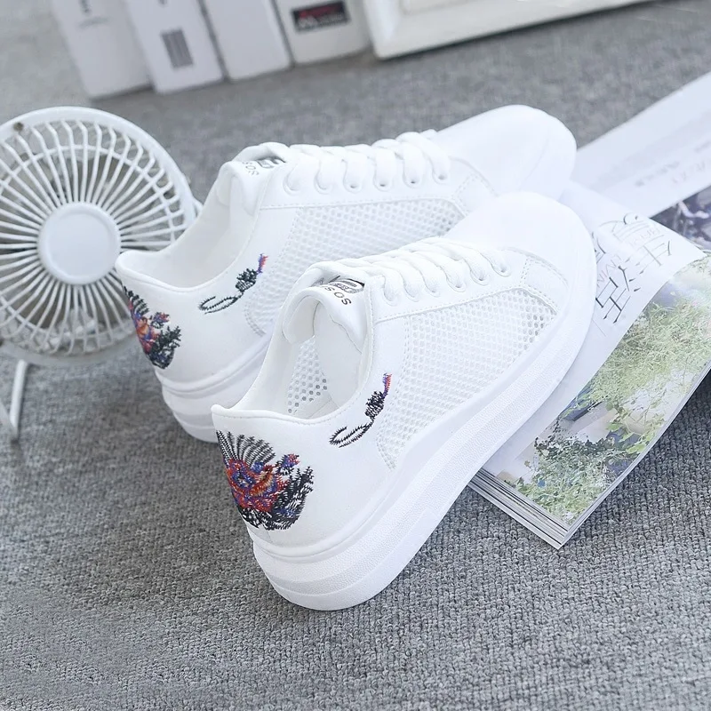 

summer New Wedge Fashion White Shoes Female Platform Ladies Casual Shoes Comfortable Breathable Mesh Sneakers for women