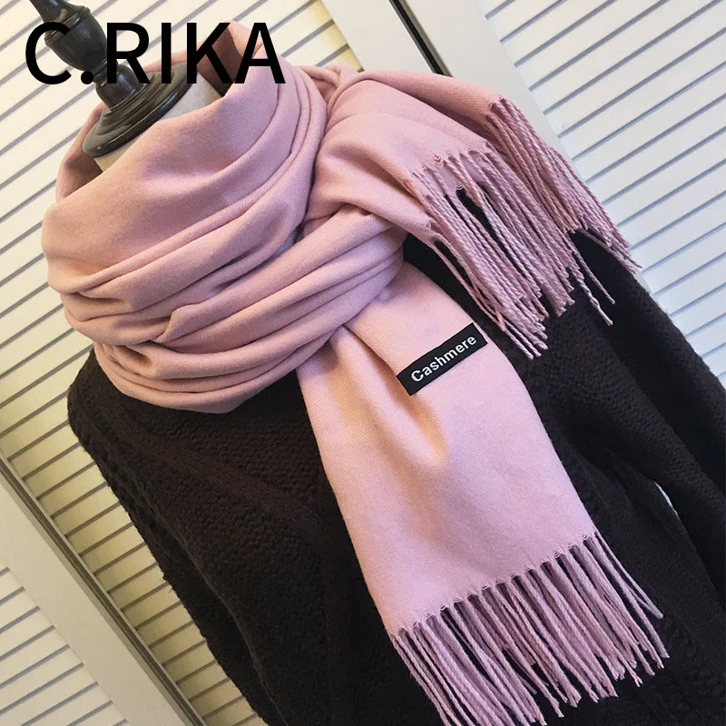Новинка 2019 зимний женский кашемировый однотонный теплый толстый шарф пашмины