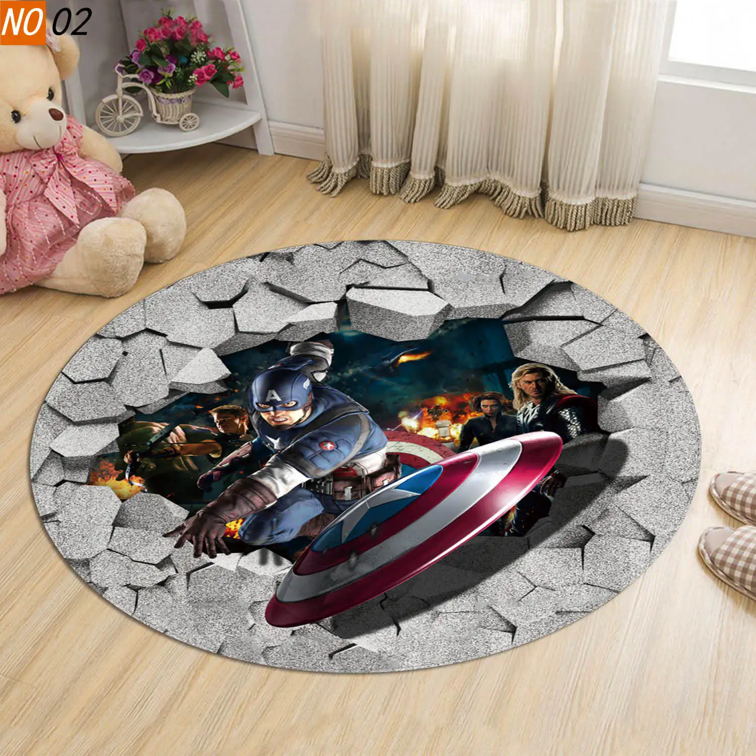 Круглые Нескользящие напольные коврики Marvel 3D печать Мстителей Человек-паук