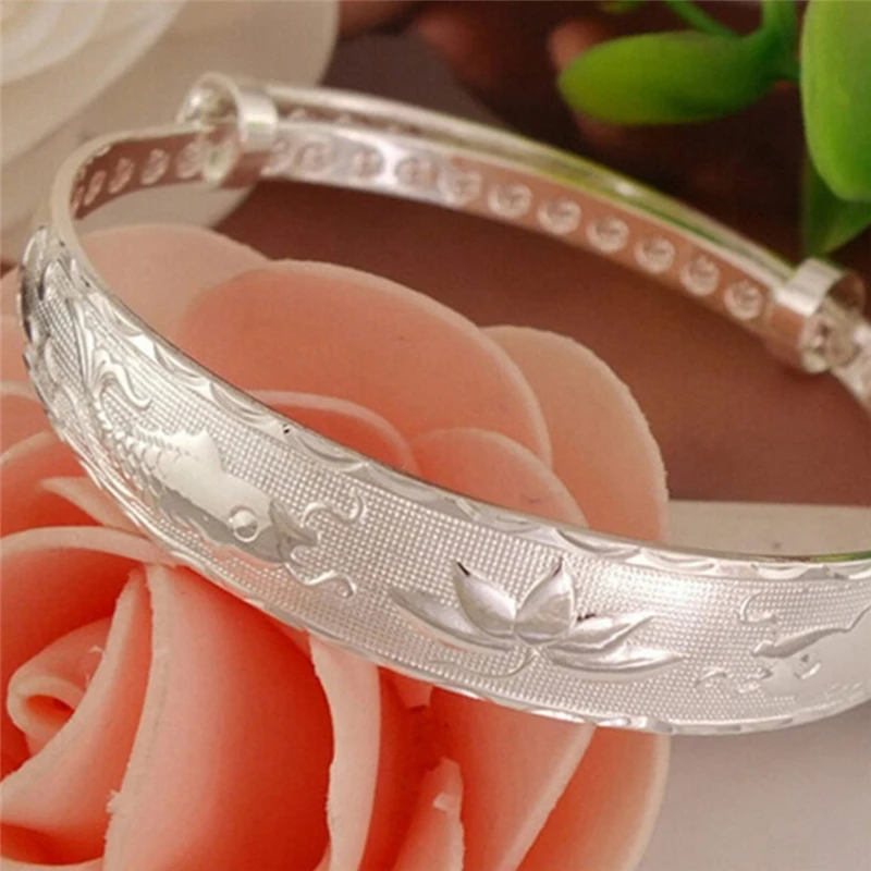 

Tibetan Lucky Lotus And Fishes Adjustable Bangle Traditional Ethnic Jewelry