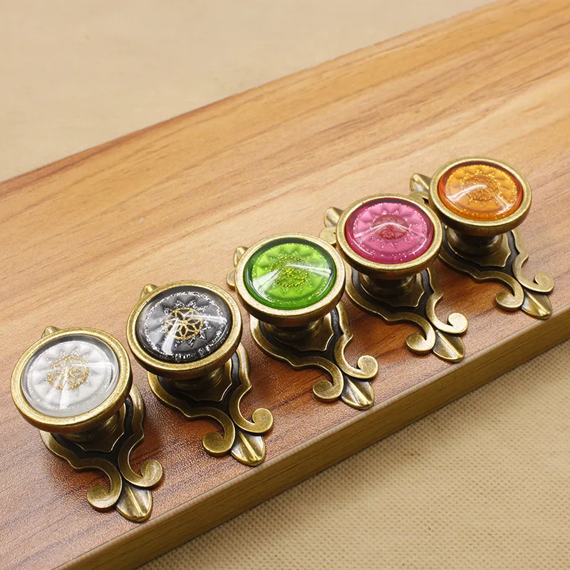 Античная Медная дверная ручка шкафа ручки ящика из цинкового сплава кристальная