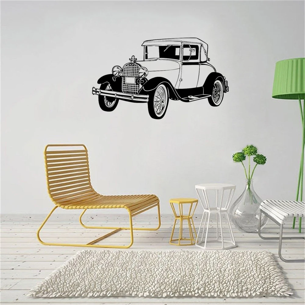 

Vintage sports convertible car wall sticker home decor for Living room boy room vinyl self adhesive dw20475