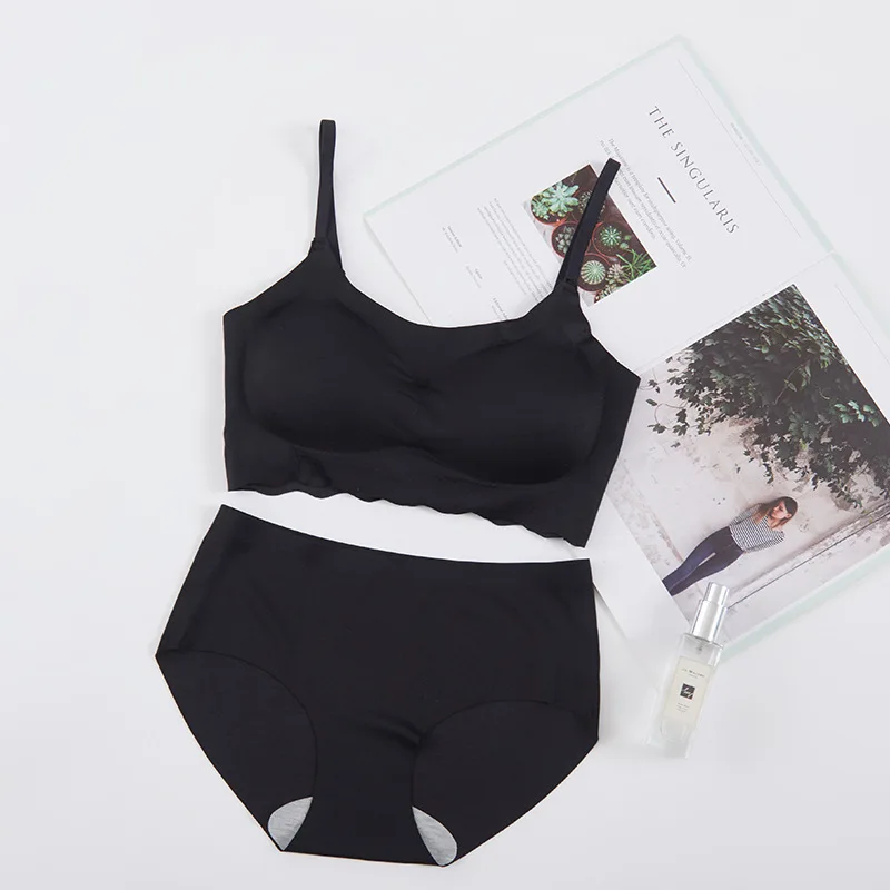 

Linbaiway Women Seamless Bras Set Comfortable Lingerie Wire Free Underwear Set Sleep Bra and Panty Breathable Sports Bra Briefs