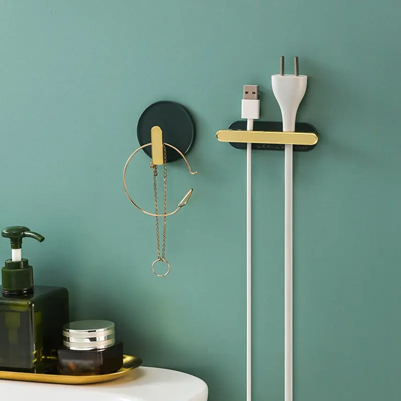 

1 Set Of 4 Packs Light Holder Free Punch Self-adhesion Wire Desktop Storage Clip Luxury Cable Organizer Home Decoration