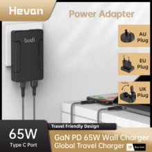 Budi GaN PD65W Quick Phone Charger Delivery Carregador Portatil Para Celular Global Travel De Bateria With AU UK Plug For Laptop