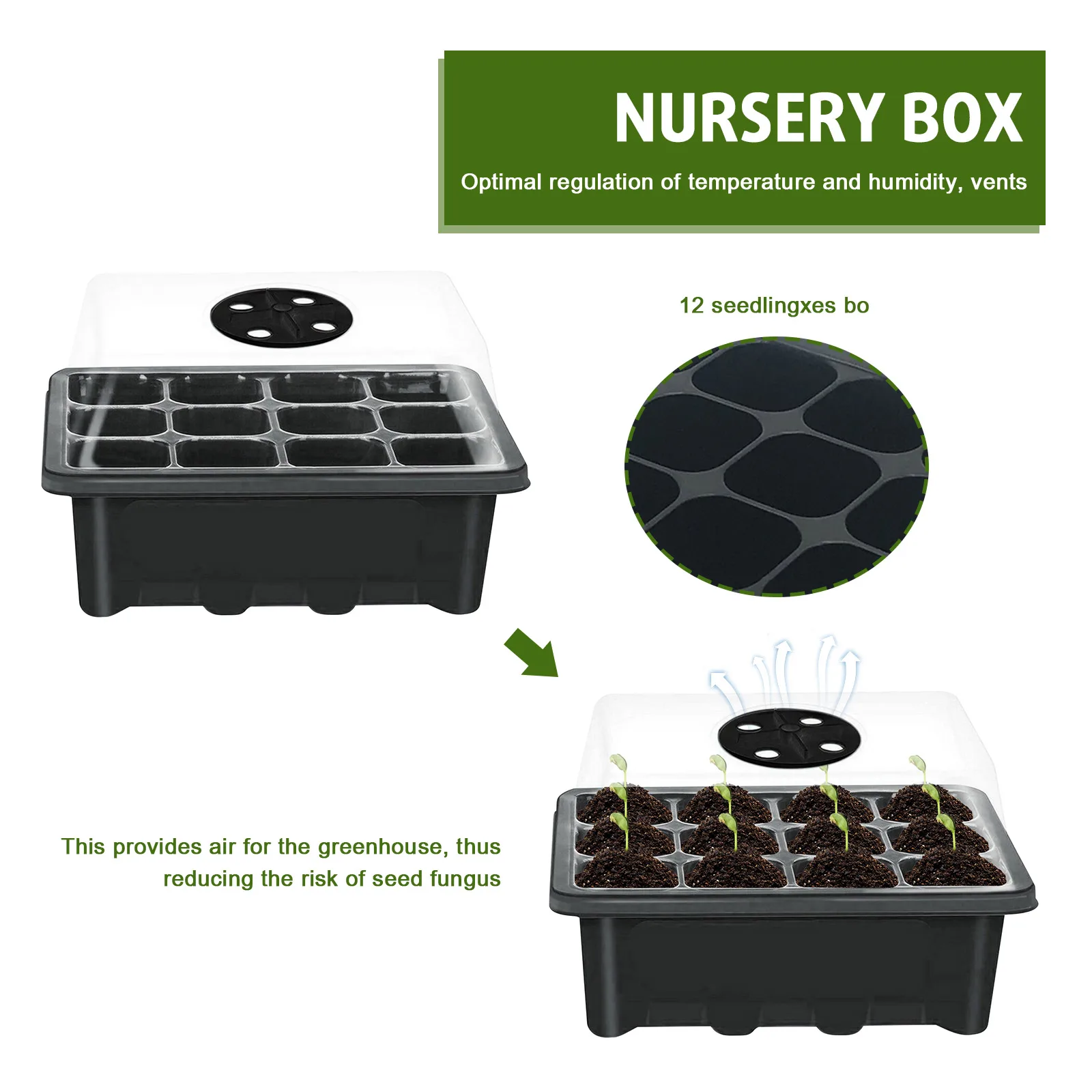 12 ячеек Пластик горшки для рассады посадки семян набор лотков клетки семенной