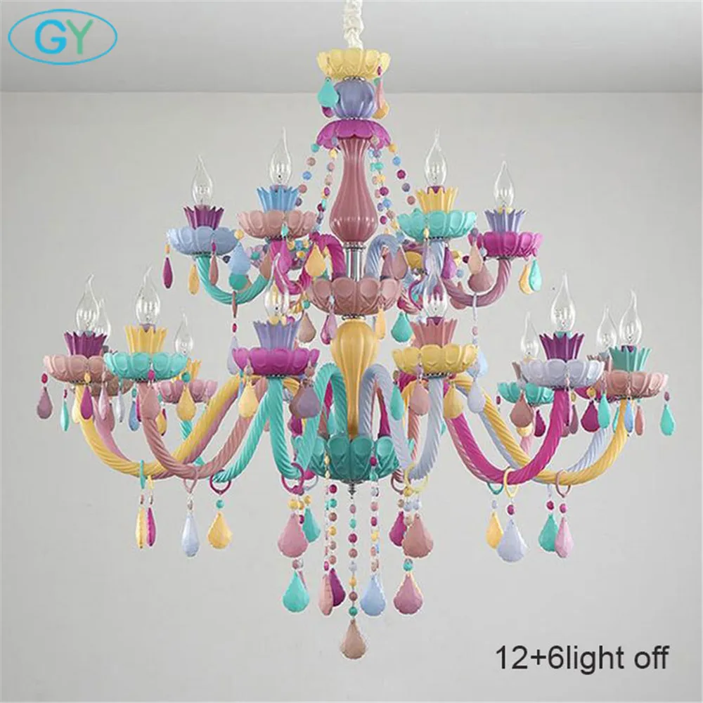 Бесплатная доставка хрустальная люстра для гостиной цветная подвесные