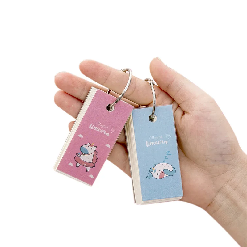 Переплетное кольцо для заметок с розовым единорогом легко откидывающиеся карты