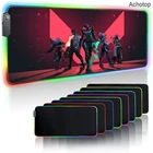 Игровой коврик для мыши Valorant RGB, большой компьютерный коврик для мыши, игровой большой коврик для мыши XXL со светодиодный Ной подсветкой, коврик для клавиатуры, Настольный коврик