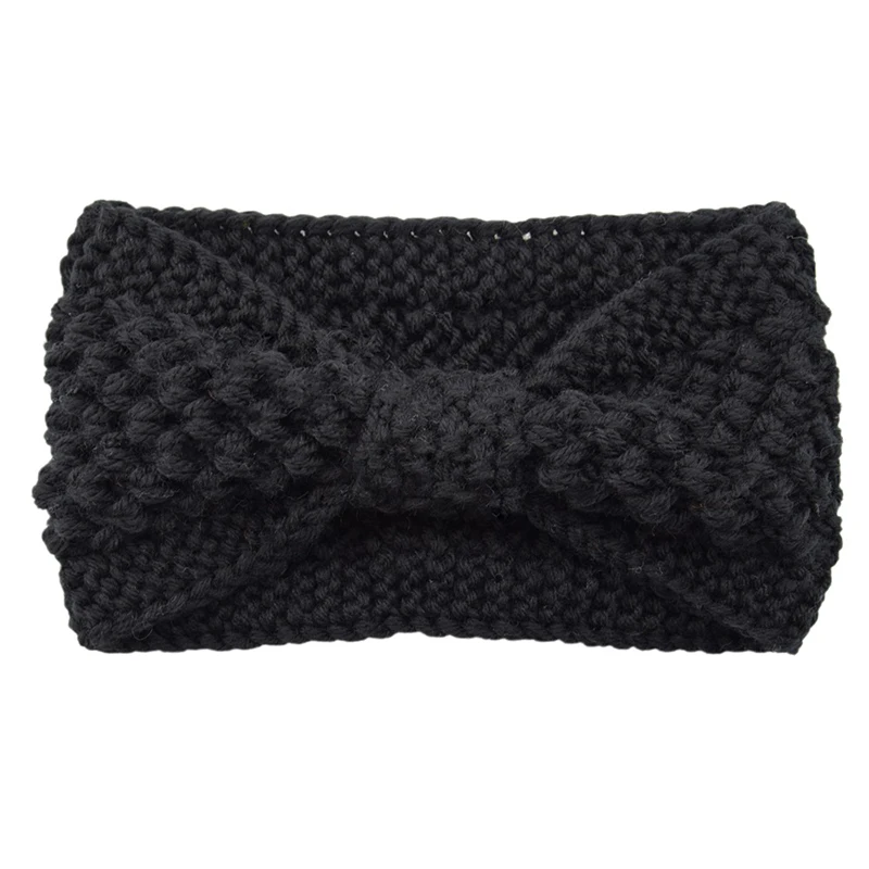 

Twist Bow Knitted Hair Band Winter Women Ear Warmer Protector Headband Soft Elastic Knitted Bow Head Wrap Handmade Hairband