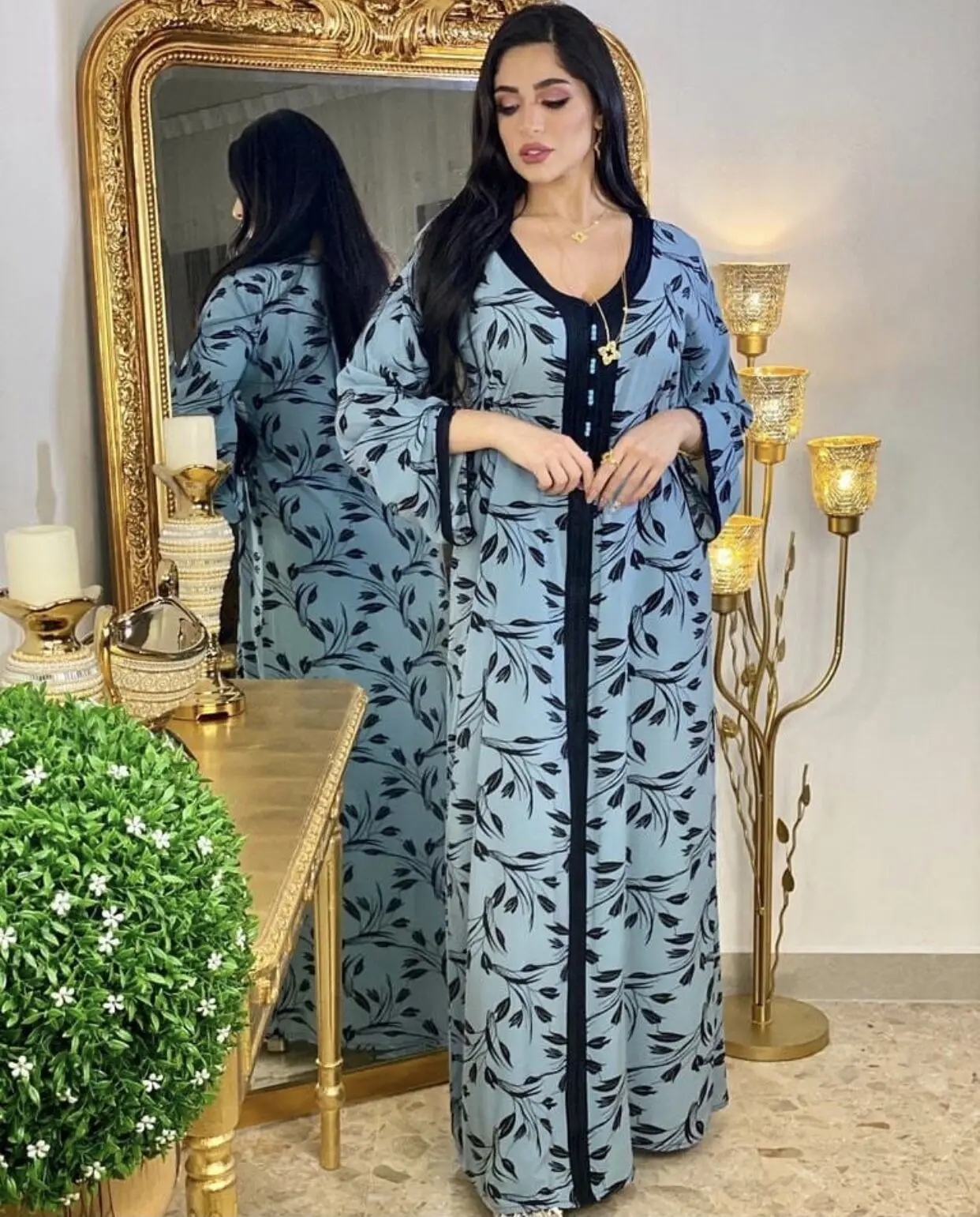 Eid Mubarak Kaftan Abaya Дубай Турция арабское мусульманское платье ислам одежда платья