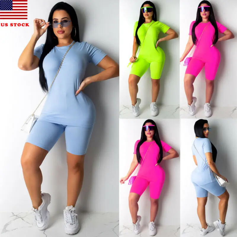 Женский спортивный облегающий топ и шорты костюм сексуальный повседневный для