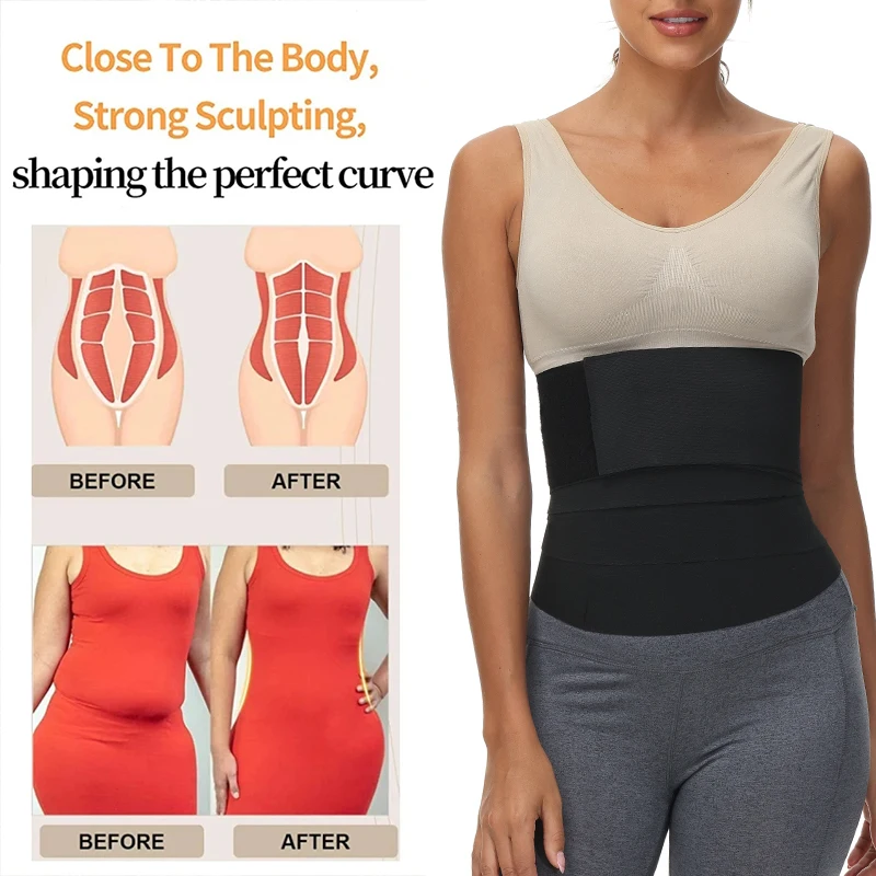 Premium Bandage Waist Trainer Band Tummy Control Adjustable Waist Trimmer Lumbar Support Plus Size Wrap Corset Sauna Belt Strap