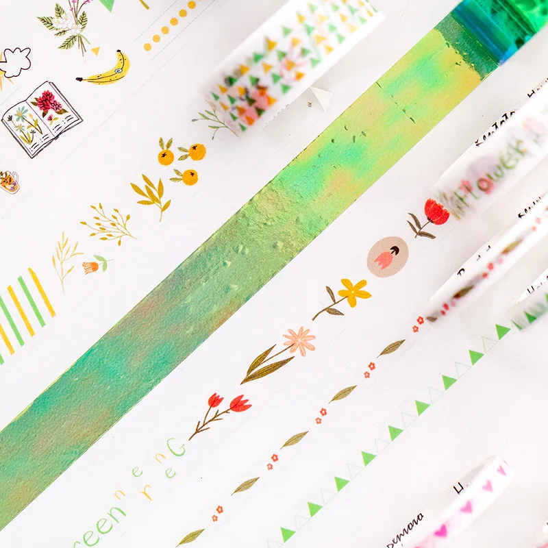 10 компл./лот клейкая лента из рисовой бумаги красочная Лазерная серии дневник