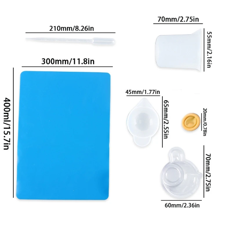 

Reusable Silicone Resin Kit Nonstick Silicone Mat 100ml Measuring Cups Finger Cots Resin Mix Cup Stir Stick Pipette Tool