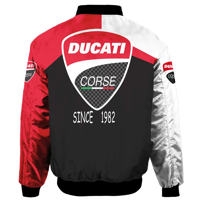 Новинка, Мужская стандартная куртка Ducati С цифровой печатью, высокое качество, Harajuku, повседневный стеганый мужской костюм