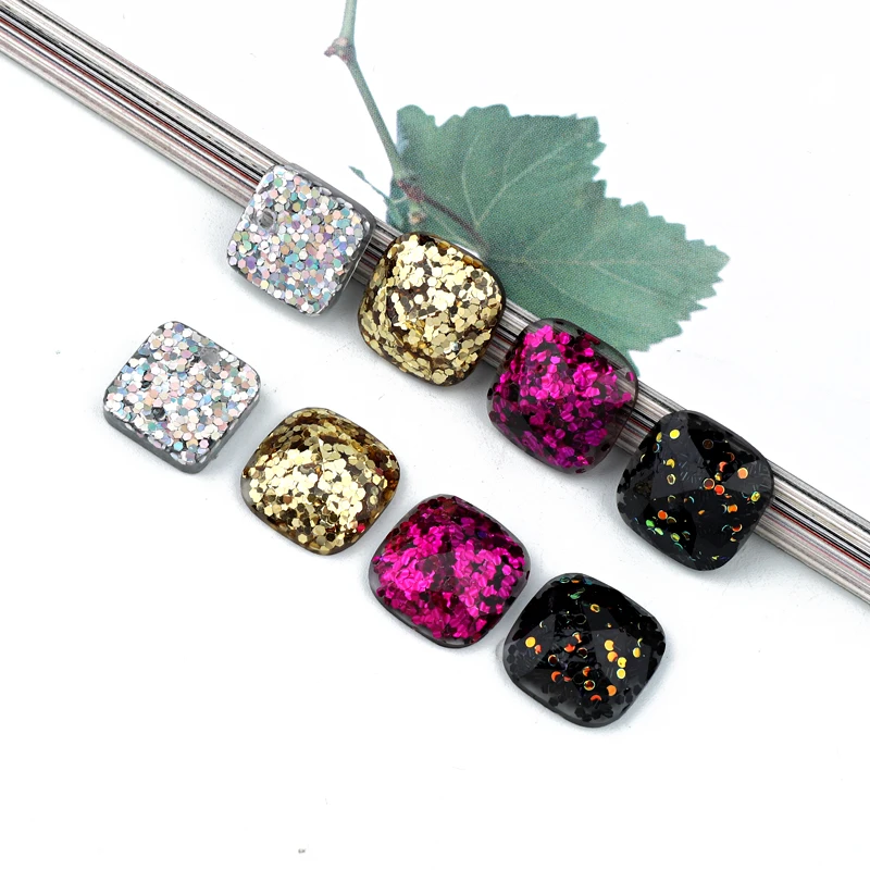 10 шт. Полный блесток квадратный кабошон бисера украшения из смолы серьги Diy