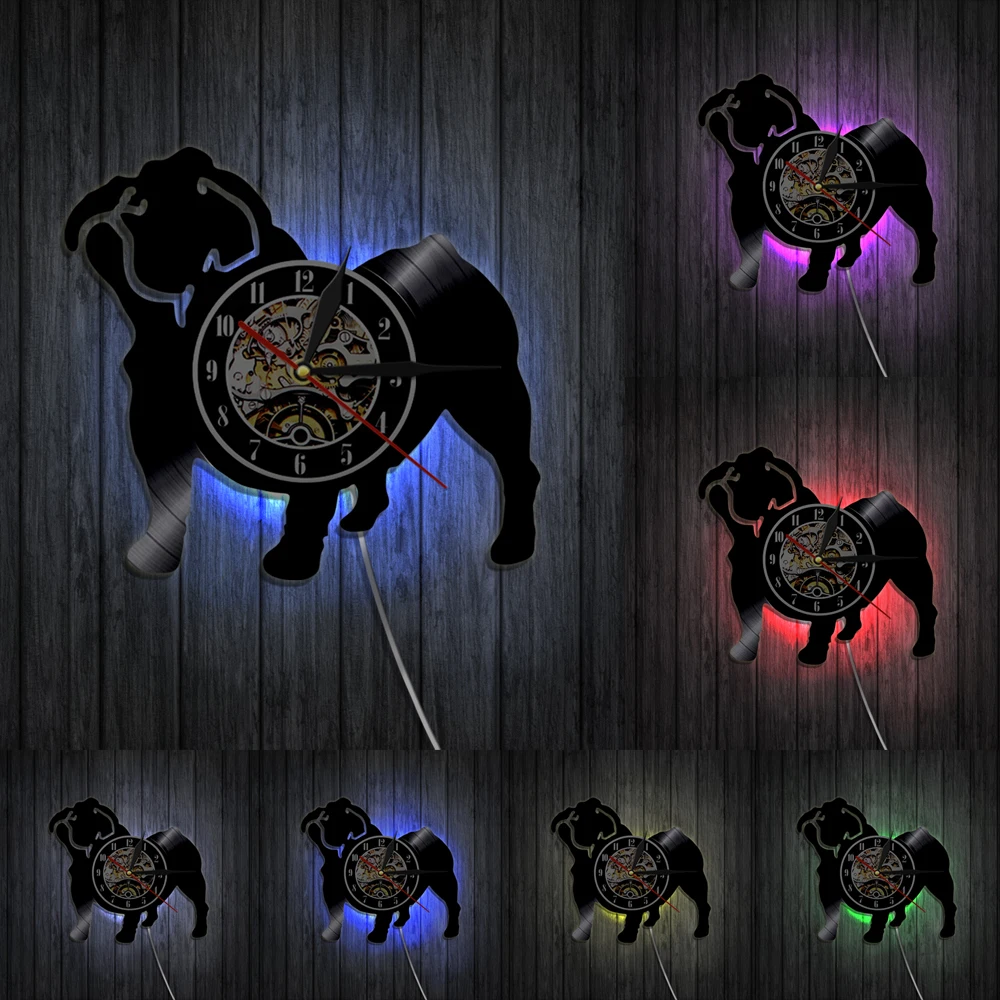 Часы с виниловой пластиной в виде французского бульдога милые домашние животные