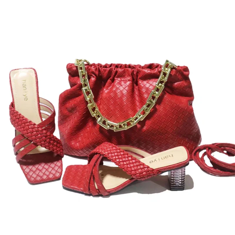 

PEIRESA 2022 New Design Shoes Women Pumps Sexy Ladies Party Wedding Red Heels Sandals Casual Beach Shoes Woman Shoes And Bag Set