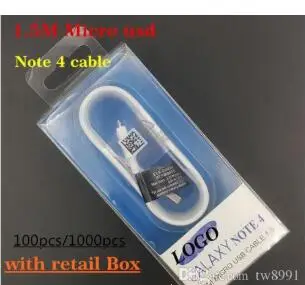 DHL 100 шт. 100% оригинал 1 5 м NOTE 4 Micro USB кабель для синхронизации данных и зарядки S amsung