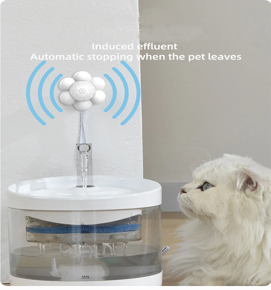 Автоматический фонтан для воды кошек емкость 2 л светодиодный светодиодное