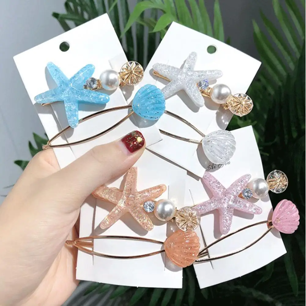 

2 шт./компл. заколка для волос с искусственным жемчугом в виде звезды