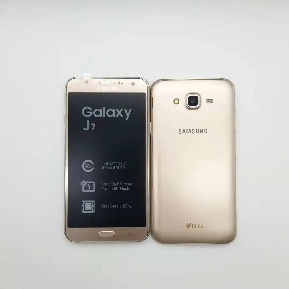 samsung Galaxy J7, разблокированный мобильный телефон, 5,5 дюймов, Восьмиядерный, 13,0 МП, 1,5 ГБ ram, 16 ГБ rom, 4G LTE, мобильный телефон, отремонтированный