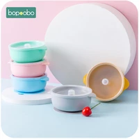 bopoobo 5pc bpa free silicone bowl double ears baby feeding supplies baby silicone chewing food grade newborn accessories teeth
