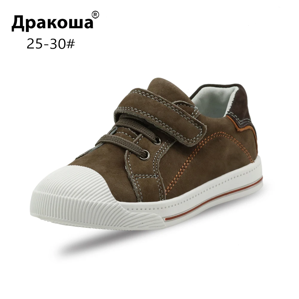 Кожаные Низкие кроссовки Apakowa на липучках для мальчиков и девочек уличные