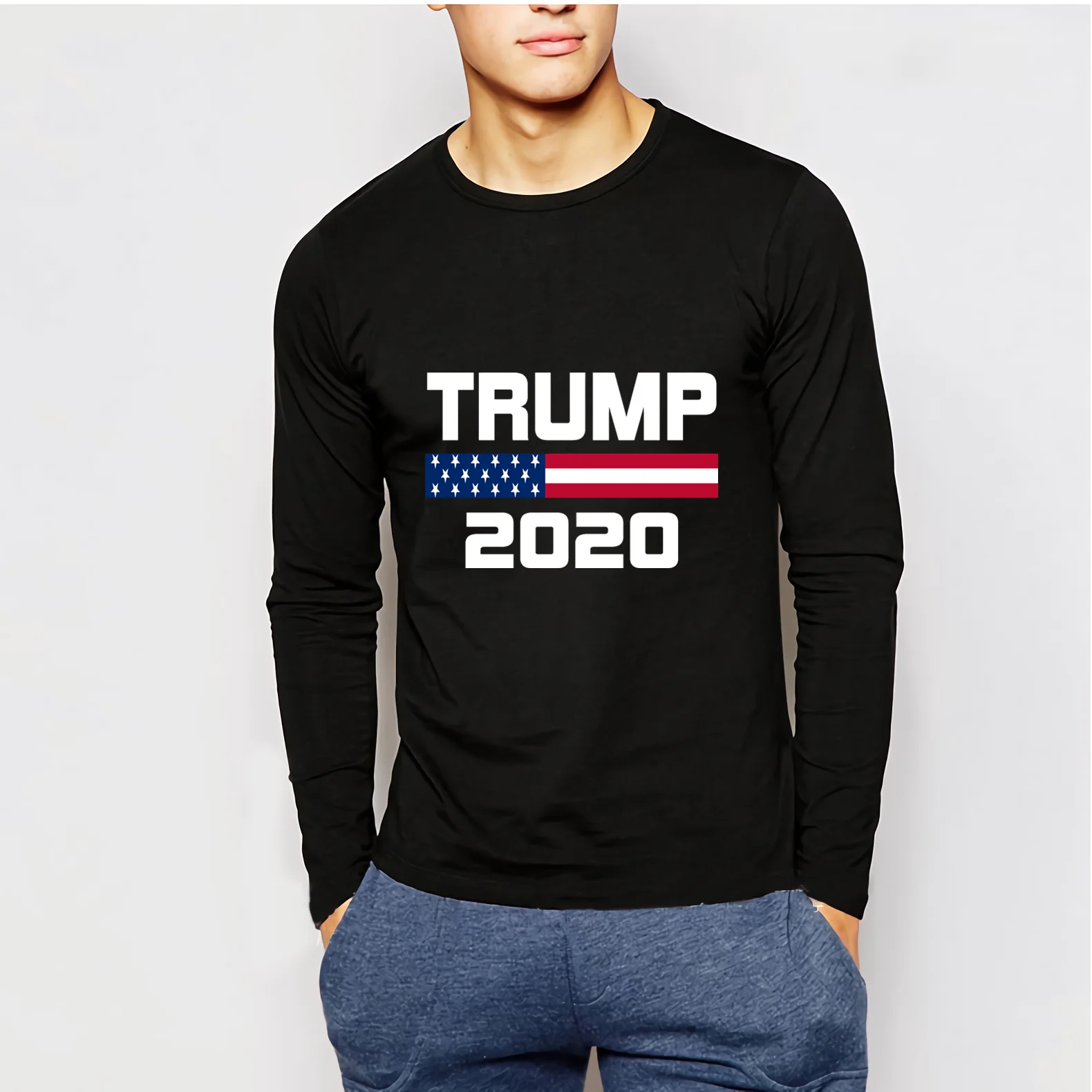 Креативные Длинные футболки с американским флагом Keep America Great и Дональдом Трампом