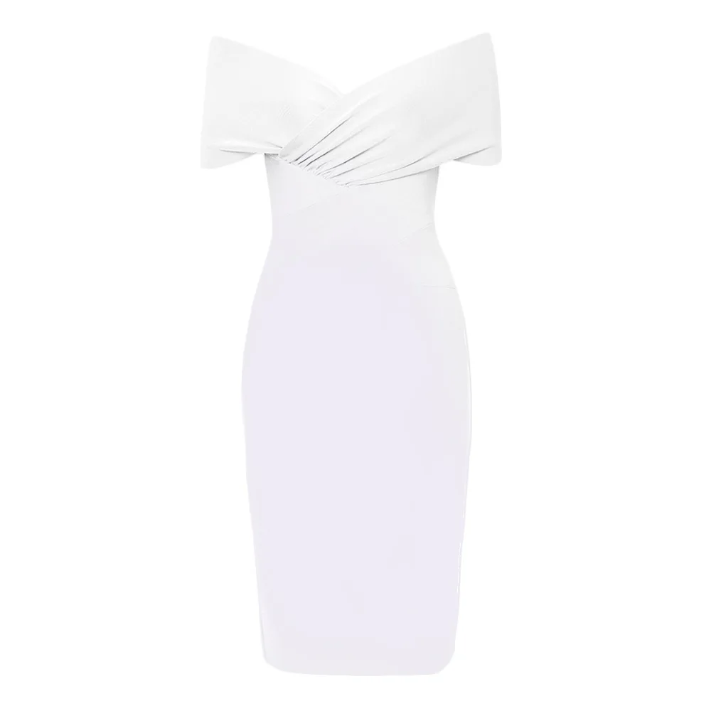 

2020 new cocktail party celebrity temperament dress off shoulder sexy hip bandage dress