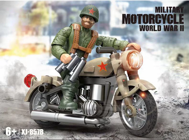 Конструктор военный мотоцикл времен Второй мировой войны немецкие фигурки