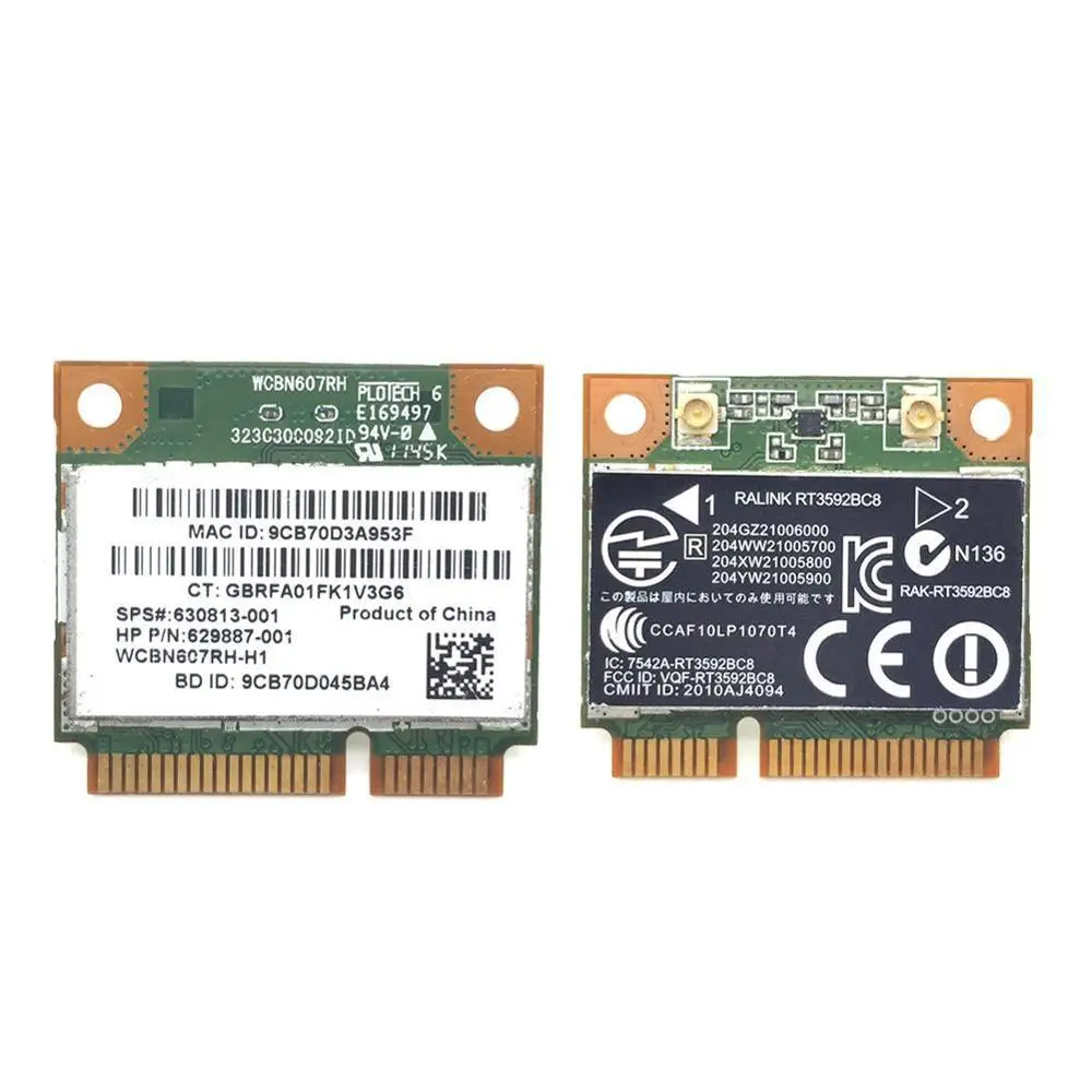 RALINK Rt3592 rt3592bc8 двухдиапазонный 300 Мбит/с Wifi половинный 4530s 4230s PCI E для hp 630813 001 4430s