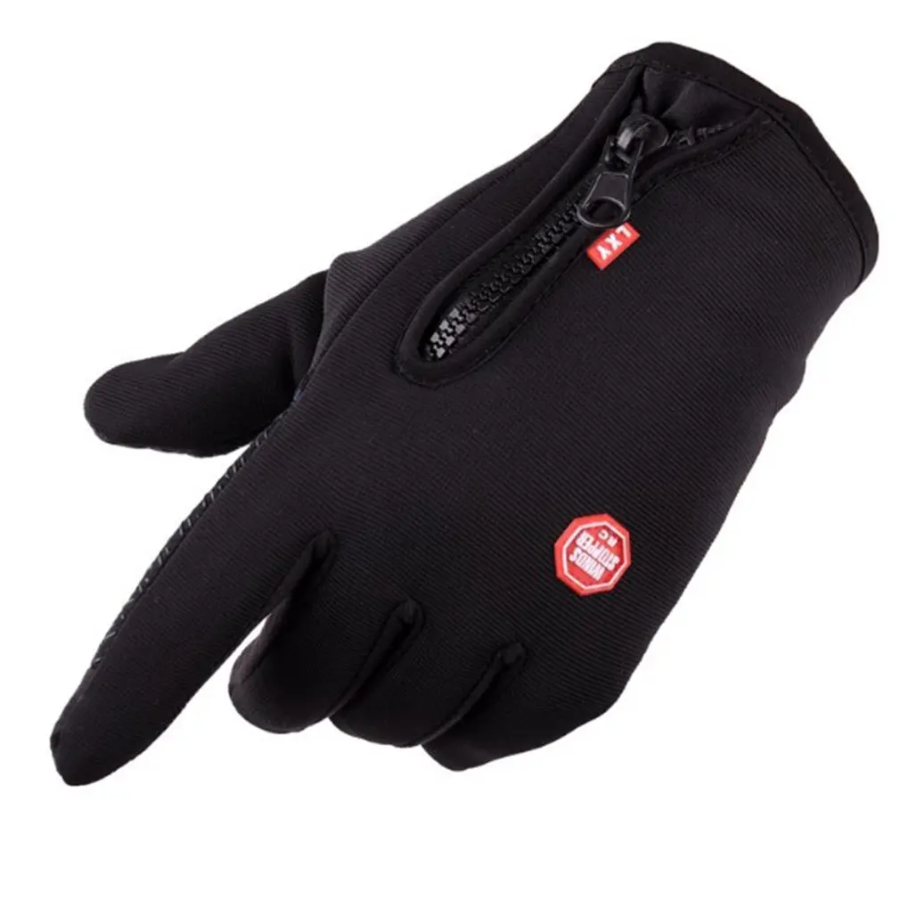 

Outdoors Men And Women With Zipper Motion Black Windproof Waterproof Gloves Mountaineering Skiing Keep Warm Glove