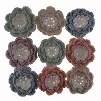 5pcs handmade cotton knitting flower for sewing hairpin hat clothing crochet pads fabric flowers diy crafts decorations 5 0cm