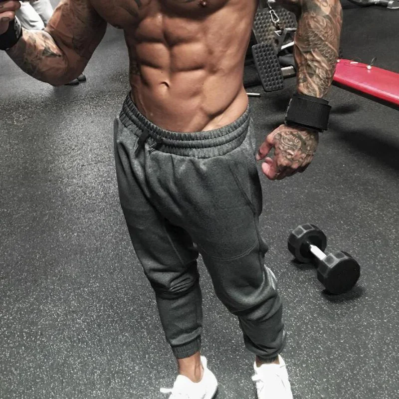 Брендовые брюки для бега мужские повседневные эластичные длинные хлопковые