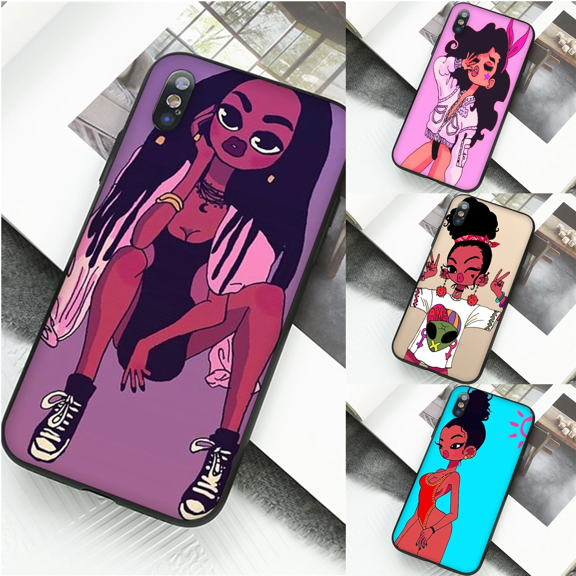 Черная девочка меланин поппин ТПУ мягкий силиконовый черный чехол для телефона