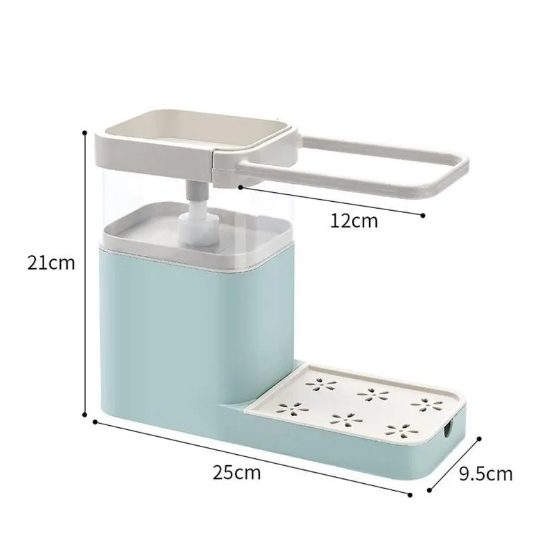 

3-in-1 Manual Press Soap Box Soap Dispenser Kitchen Sponge Cleaning Bathroom Multifunctional Combination Towel Rack Holder U8R7