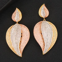 larrauri luxury waterdrop long dangle earrings for women wedding cubic zircon crystal cz dubai bridal earrings fashion jewelry