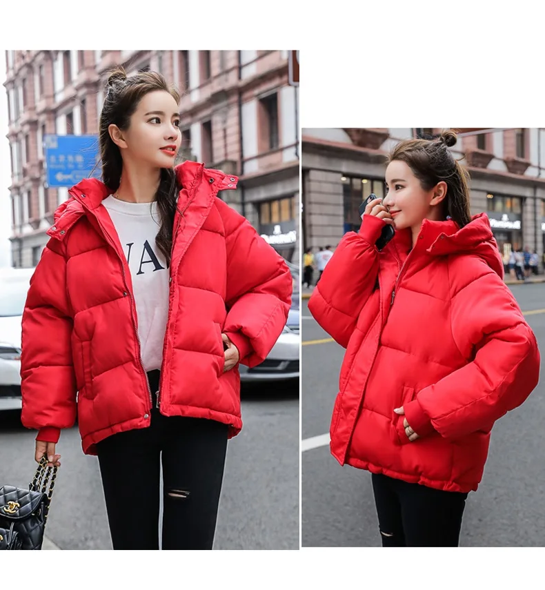 Новая Осенняя зимняя куртка с капюшоном, Женское пальто, свободные короткие куртки с хлопковой подкладкой, Женская парка, теплая Повседневная куртка размера плюс