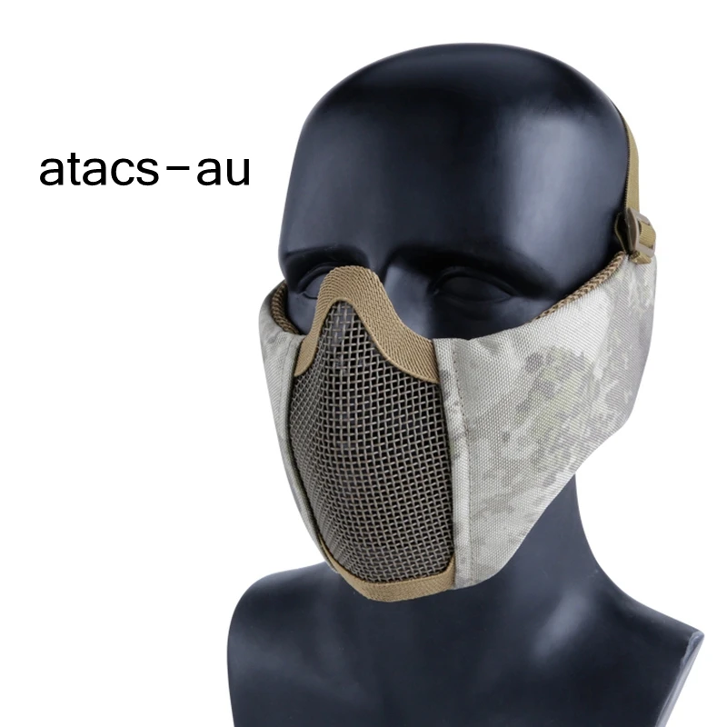 atacs-au Тактические охотничьи маски защита ушей страйкбол Пейнтбол армейские маски ударопрочность стрельба тактические маски - Цвет: atacs-au