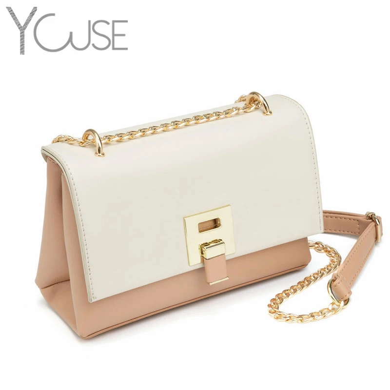 

YOUSE Contrast Color Crossbody Bags For Women Lock Chain Messenger Shoulder Bag PU Leather Ladies Purses and Handbags Flap Bag
