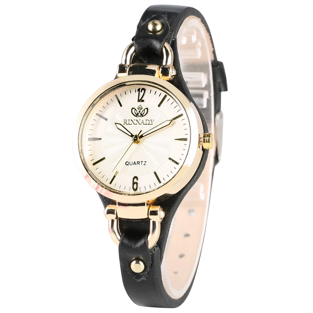 Модные женские кварцевые часы в стиле панк наручные с заклепками и кожаным