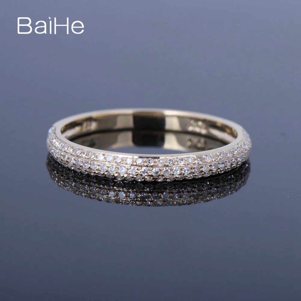 

BAIHE Solid 14K Yellow Gold H/SI Natural Diamond Ring Women Men Wedding Trendy Fine Jewelry Making Anillo de diamantes bague